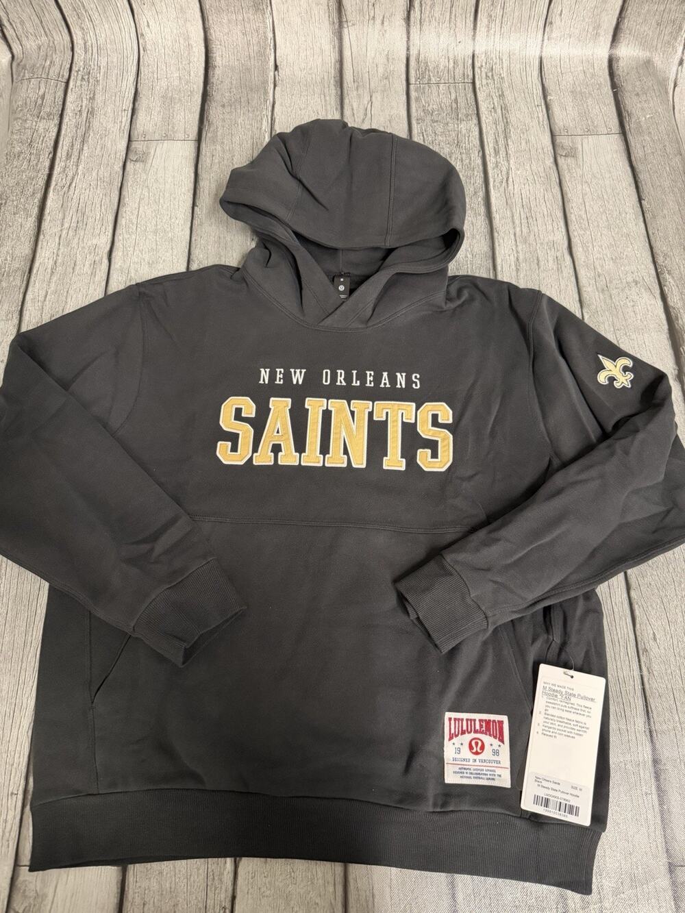 NWT Men’s Lululemon New Orleans Saints Steady State Pullover Hoodie Medium Black